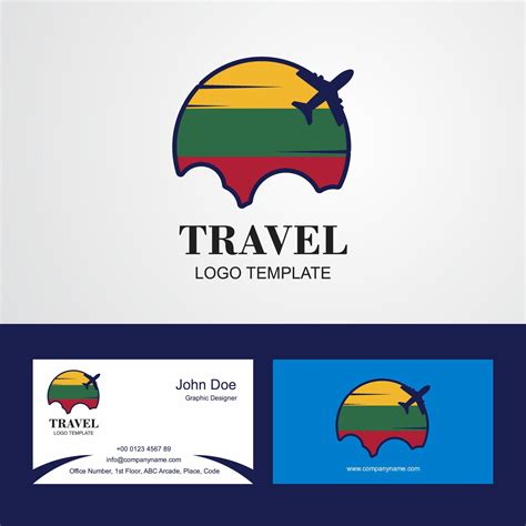 Travel Lithuania Flag Logo and Visiting Card Design 14179019 Vector Art