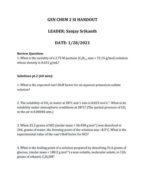 Si Session Ws Gg G Gen Chem Si Handout Leader Sanjay Srikanth