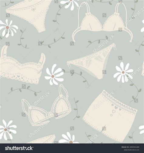 Lingerie Seamless Pattern Underwear Green Background