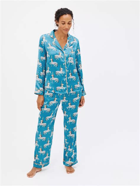Their Nibs Ceramic Zebra Print Satin Pyjamas Tealmulti At John Lewis