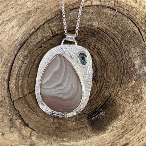 Lake Superior Agate And Greenstone Pendant Silverwaves Jewelry