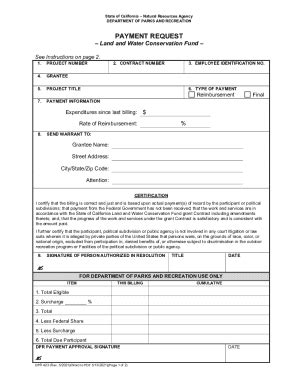 Fillable Online Payment Request Form Land And Water Conservation Fund