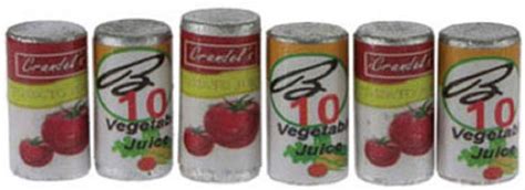 Set of 6 Oversized Tomato Juice Cans - Dollhouses and More