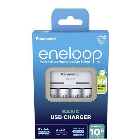 Panasonic Basic Charger BQ CC61 USB Eneloop 4xAA 2000 MAh Plastic