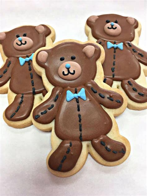 TEDDY BEAR COOKIES, 12 Decorated Sugar Cookie Party Favors - Etsy