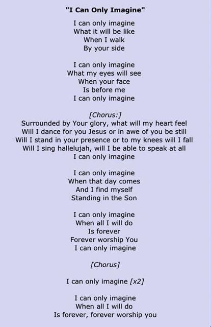 I Can Only Imagine Lyrics Printable Words