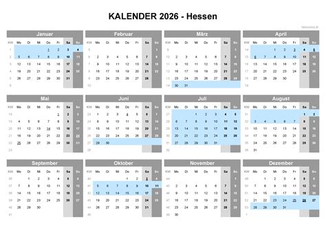 kalender  mit schulferien hessen