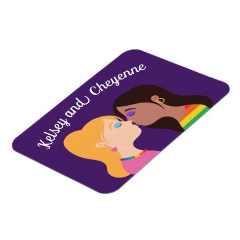 Lesbian Couple Kiss Cute Custom Gay Pride Purple Magnet Zazzle