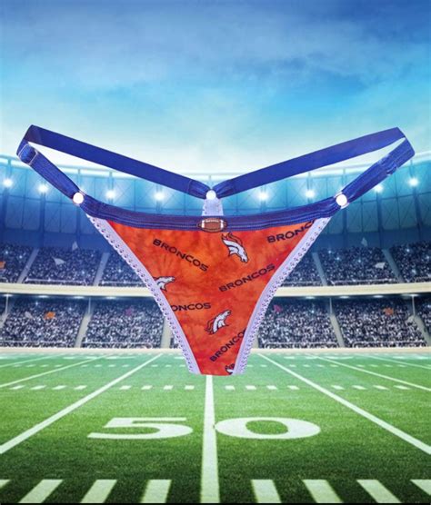 Denver Broncos Cotton T Back Strap Thong Panties Handmade Lingerie Strappy Lingerie Football
