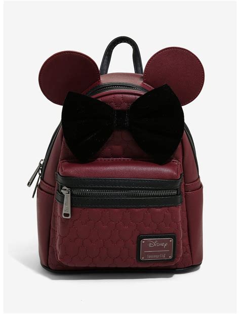 Loungefly Disney Minnie Mouse Burgundy And Velvet Mini Backpack Her Universe