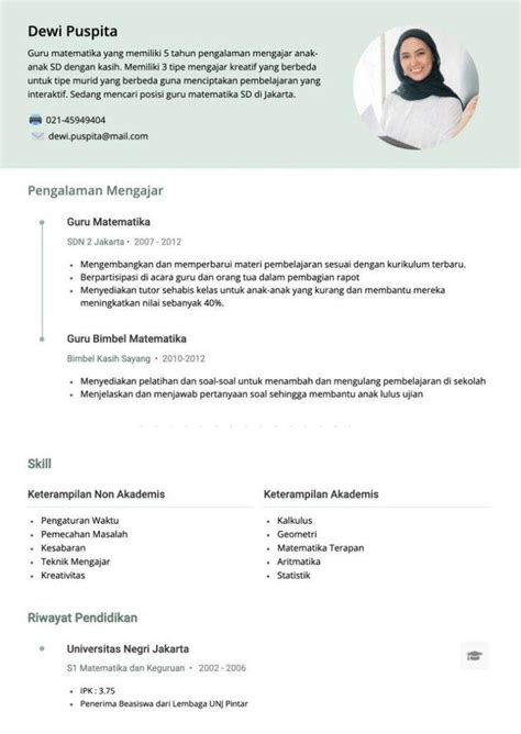 5 Contoh Cv Untuk Guru Dan Tips Membuatnya Lokerpintarid