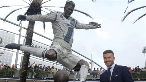 James Corden pranks David Beckham with hideous fake statue before real ...