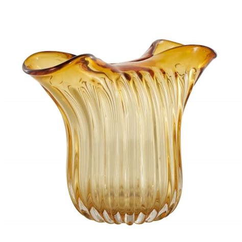 Litton Lane Orange Glass Abstract Ribbed Ombre Decorative Bowl With