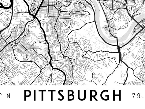 Pittsburgh Map Print Pittsburgh Print Pittsburgh City Map Etsy