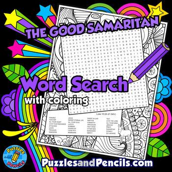 The Good Samaritan Word Search Puzzle With Coloring Parables Of Jesus