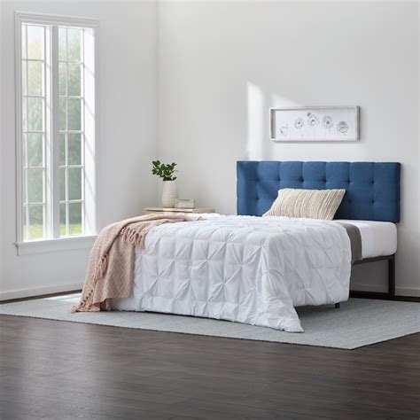 Brookside Kaylee Square Tufted Navy Twin Upholstered Headboard