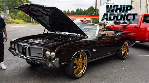 Whipaddict Lsx 72 Oldsmobile Cutlass Convertible On Gold 24s Full Custom Interior Car Audio