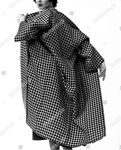 Model Dorian Leigh Wearing Harlequin Check Editorial Stock Photo