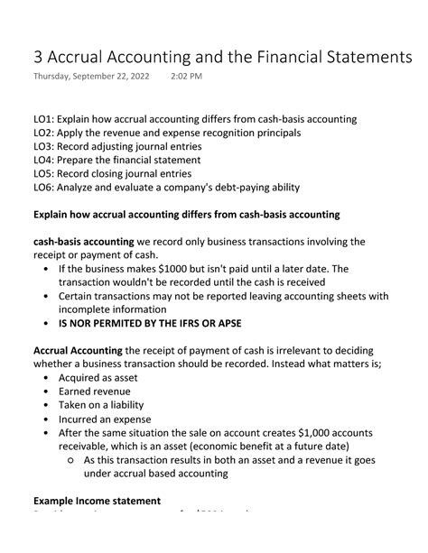 Accrual Accounting And The Financial Statements Lo1 Explain How