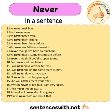Never in a Sentence, Sentences of Never in English - SentencesWith.Net