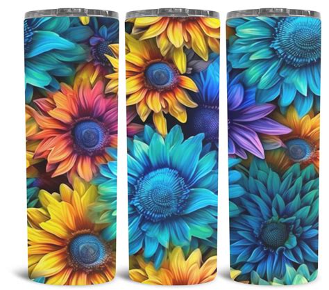 Sweet Tie Dye Sunflowers 3D Sublimation 20 Oz Skinny Straight Tumbler