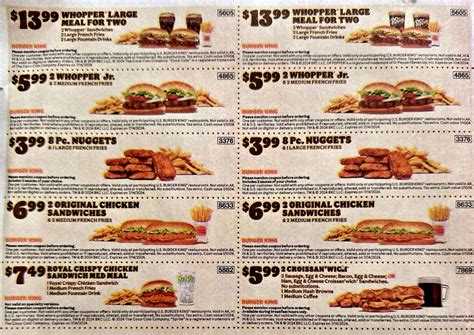 4 SHEETS 40 BURGER KING COUPONS BK Restaurant Whopper Fast Food NEW