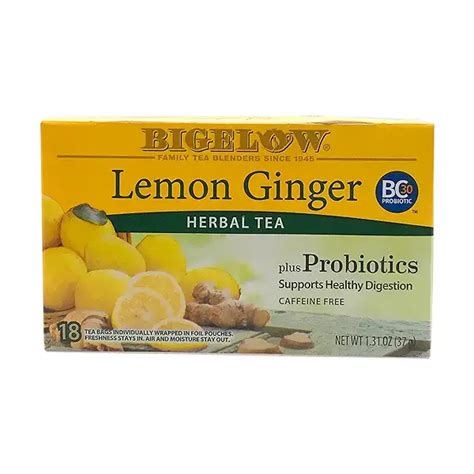 Lemon Ginger Plus Probiotics Herbal Tea Bags 18ct 131 Oz At Whole