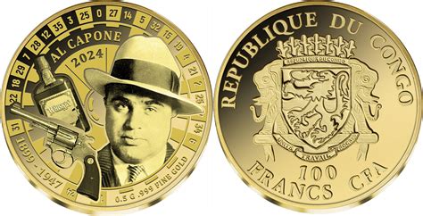 Republic Of Congo Al Capone Small Gold Coin Francs Congo