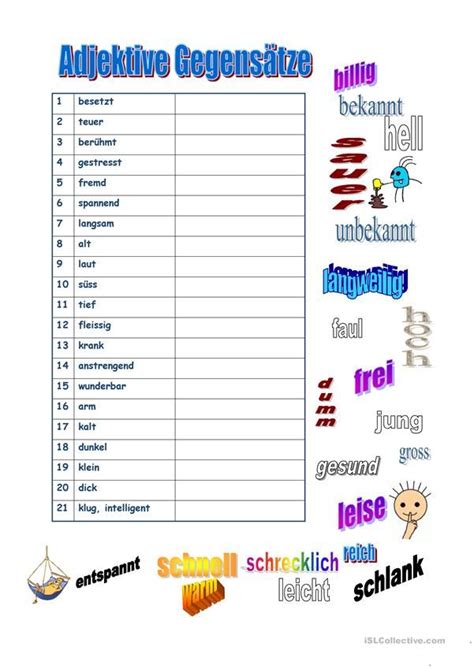 ADJEKTIVE Adjektive Deutsch Lernen Lernen