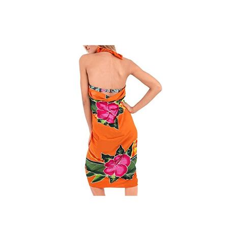La Leela Donna Bikini Beach Sarong Wrap Lungo Pareo Arancio Ibisco Taglia Unica Stileo It
