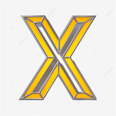 Orange Metal Wire Font Letter X 3d Geometric Creative Illustration