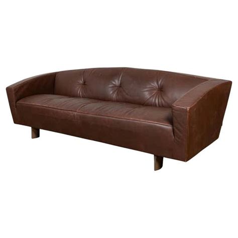 Scandinavian Modern Sofa In Brown Leather For Sale At 1stdibs