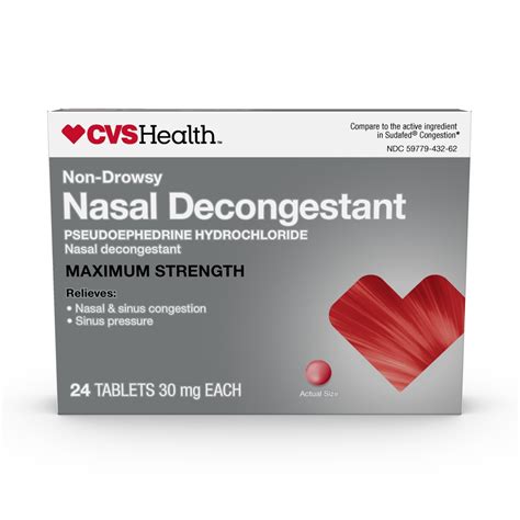 Cvs Health Nasal Decongestant Pseudoephedrine Hcl 30 Mg Tablets Non Drowsy Fsa Eligible Cvs