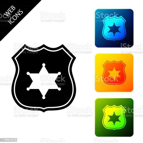 Police Badge Icon Isolated On White Background Sheriff Badge Sign Set