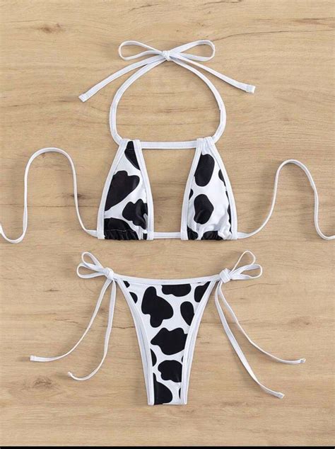 Cow Print Bikini Women S Fashion Swimwear Bikinis Swimsuits On Carousell