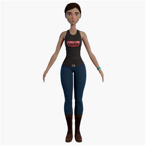 D Cartoon Brunette Girl Model TurboSquid