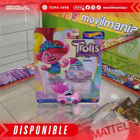 Mattel Hot Wheels Character Car Trolls Poppy