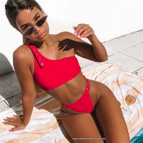 Bikinis und Badeanzüge Sexy Bikini Hohe Taille Cut Badeanzug Push Up Rot Damenmode