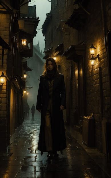 Premium Photo Dark Mystery Cobbled Street Old City