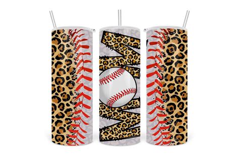 Tumbler Sublimation Baseball Mom Leopard Graphic By Abell Design