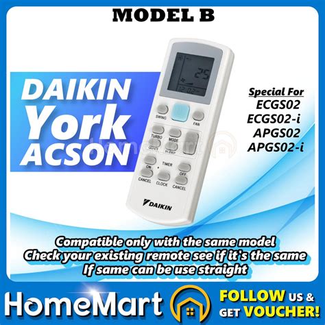 Daikin York Acson Aircon Air Con Aircond Air Conditioner Remote