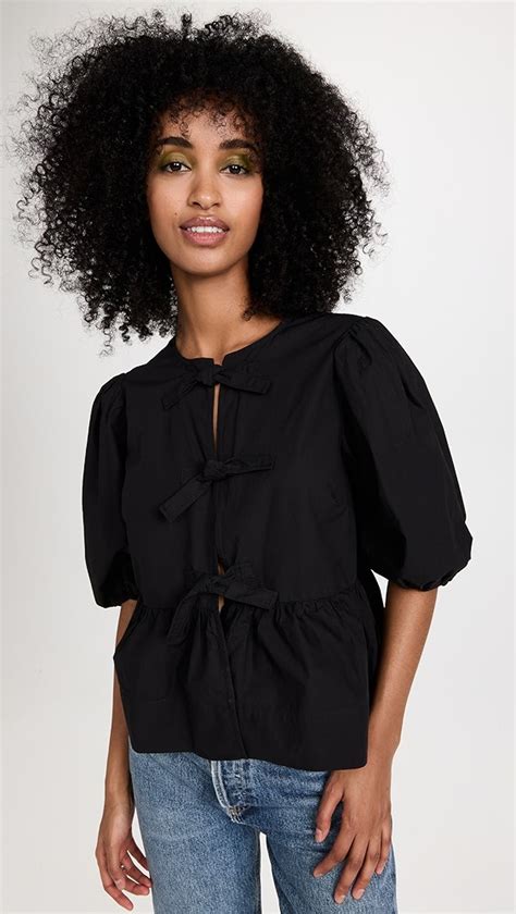 Ganni Cotton Poplin Peplum Blouse Shopbop