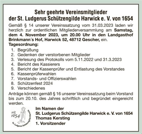 SAVE THE DATE St Ludgerus Schützengilde Harwick e V