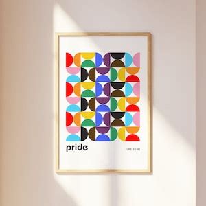 Retro Rainbow Bauhaus Poster Pride Flag Decor Gay Pride Wall Art Modern Pride Print Subtle