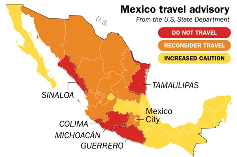 Mexico Travel Advisory Map From The U S State Department 2019 R Mexico