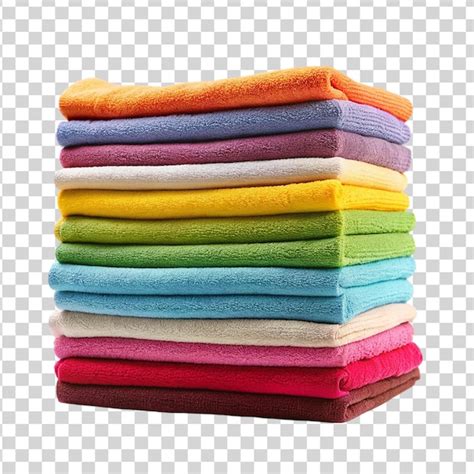 Premium Psd Stack Colorful Towels Isolated On Transparent Background