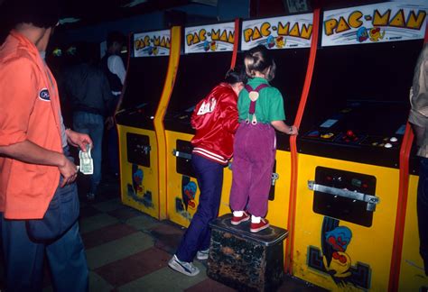 A collection of photos of 80s video arcades
