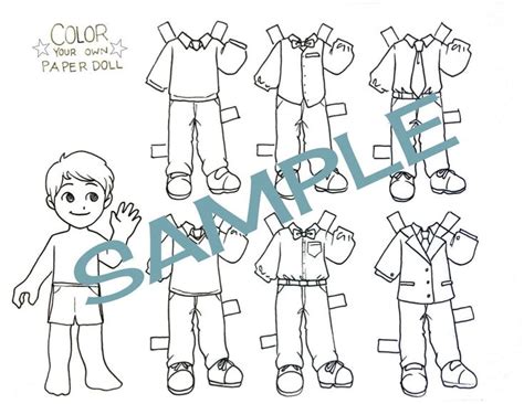 Digital File Color Your Own Paper Doll Sunday Best Boy Etsy