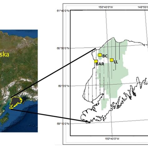 A Map Of Alaska Left With The Kenai Peninsula Outlined In Yellow On