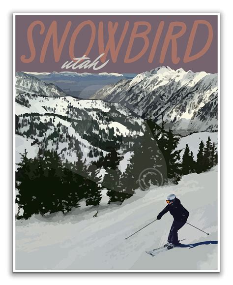 Snowbird Utah Ski Vintage Style Travel Print The Window West